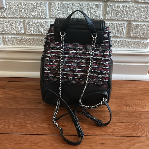 Tory Burch Fleming red/black tweed /leather backpack - Picture 3 of 7